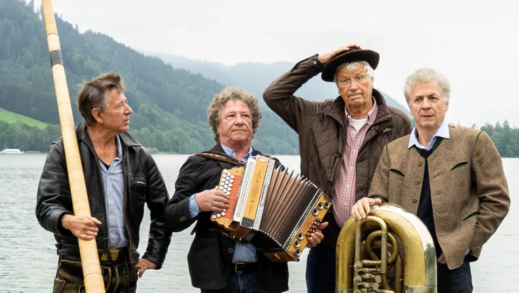 Vier Männer mit Instrumenten