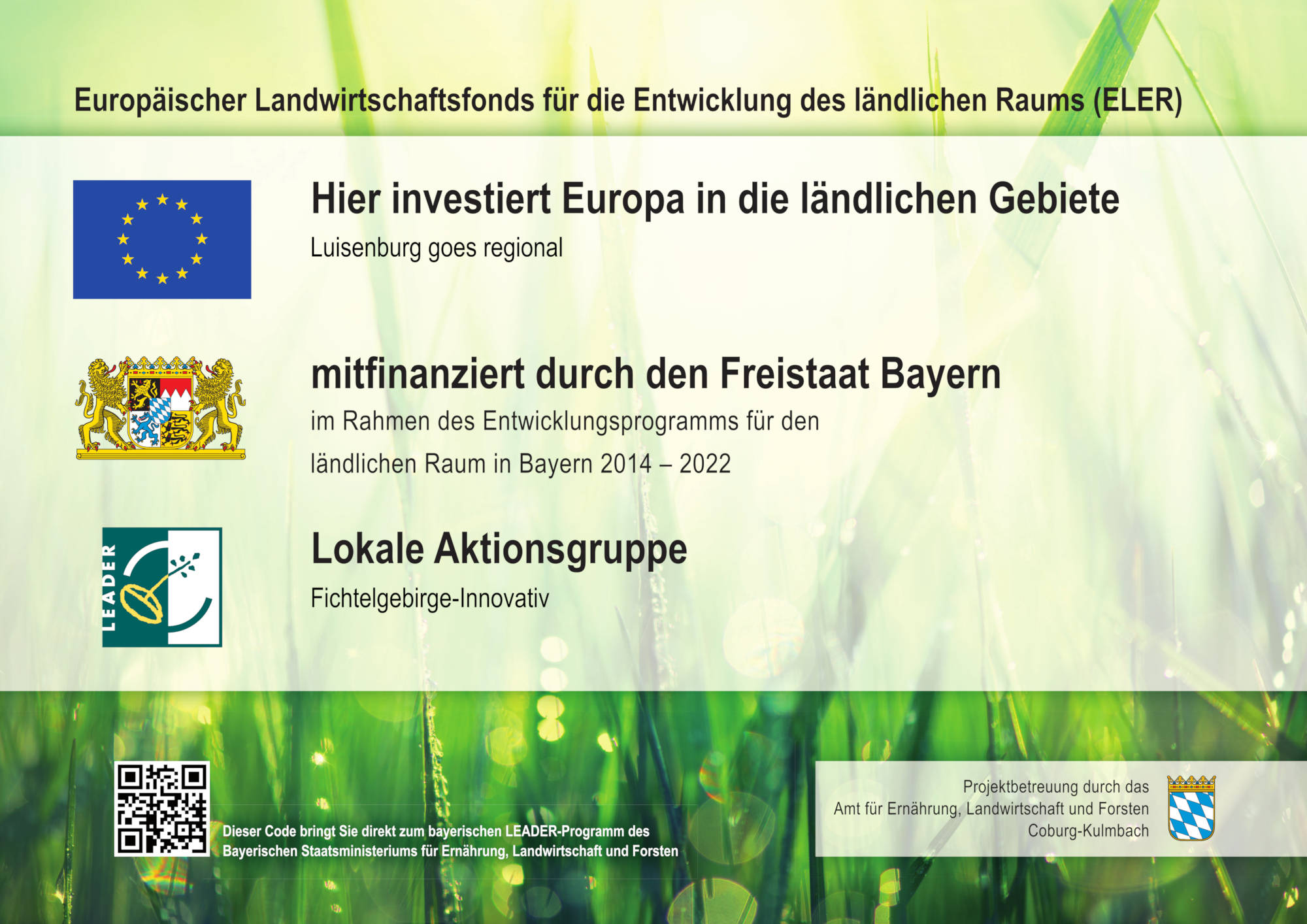 EU- und Bayern-Förderhinweis für ein Regionalprojekt im ländlichen Raum, Projekt Luisenburg goes regional